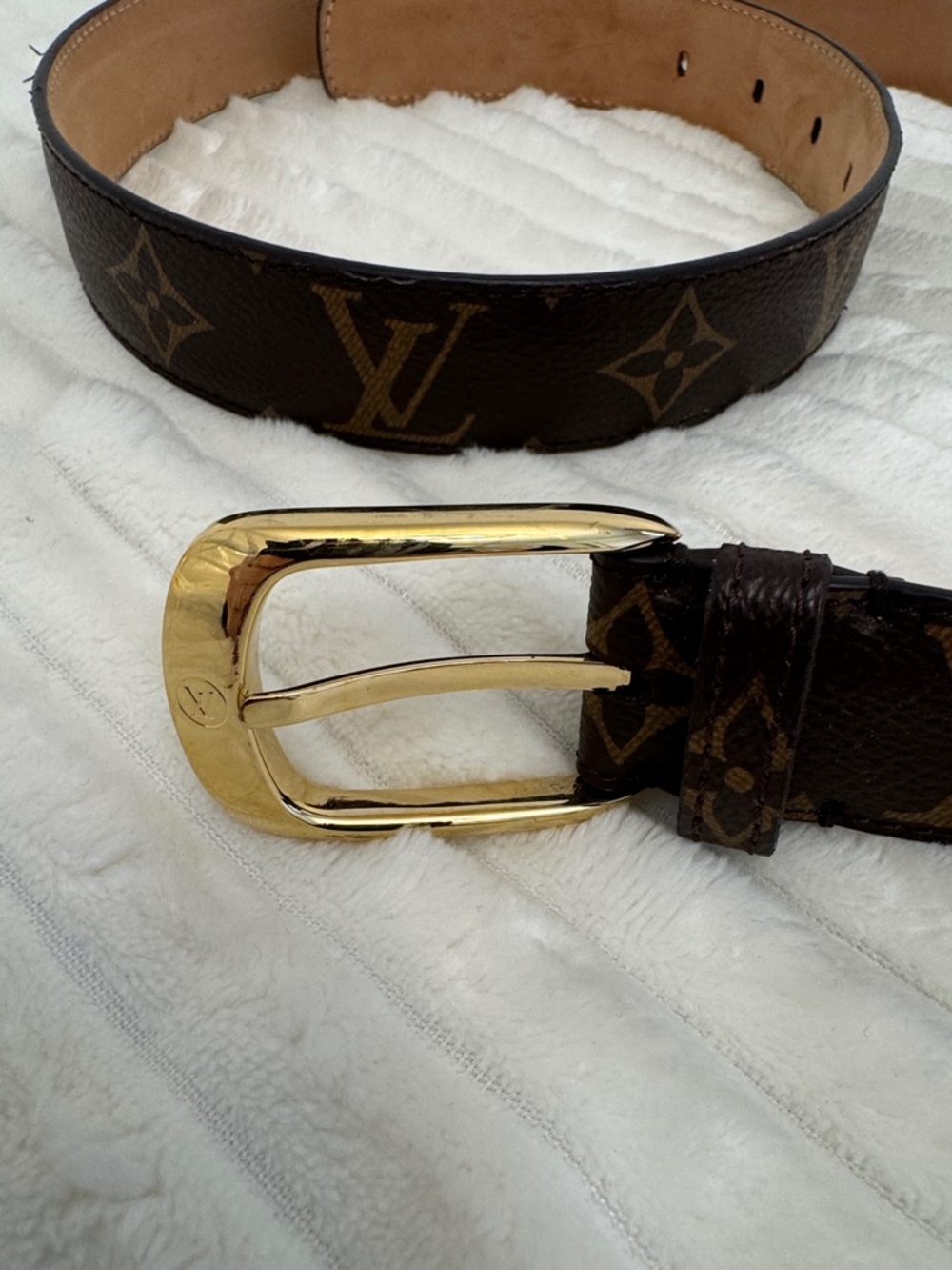 Louis Vuitton Monogram Brown Leather Belt with Gold Buckle - BNWOT - Picture 2 of 5